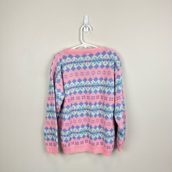Vintage Picame Pink Fair Isle Sweater 10/12 USA - Picture 5 of 7